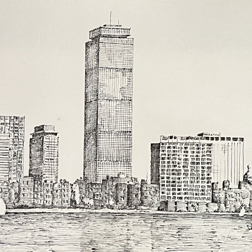 Vintage CM Goff Boston Print Prudential 1970 Framed